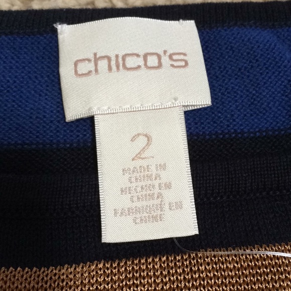 New! Chico’s SZ 2, Connie striped pullover sweater - Picture 5 of 9
